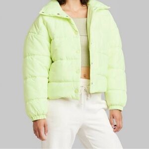 Neon yellow puffer vest — women’s xs